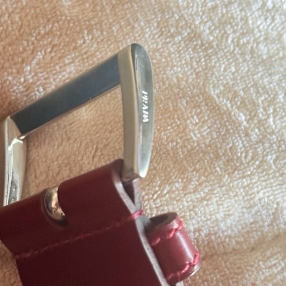 PRADA Red Leather Belt 1C 2289 95/38 Made In Italy Authentic - Picture 2 of 12
